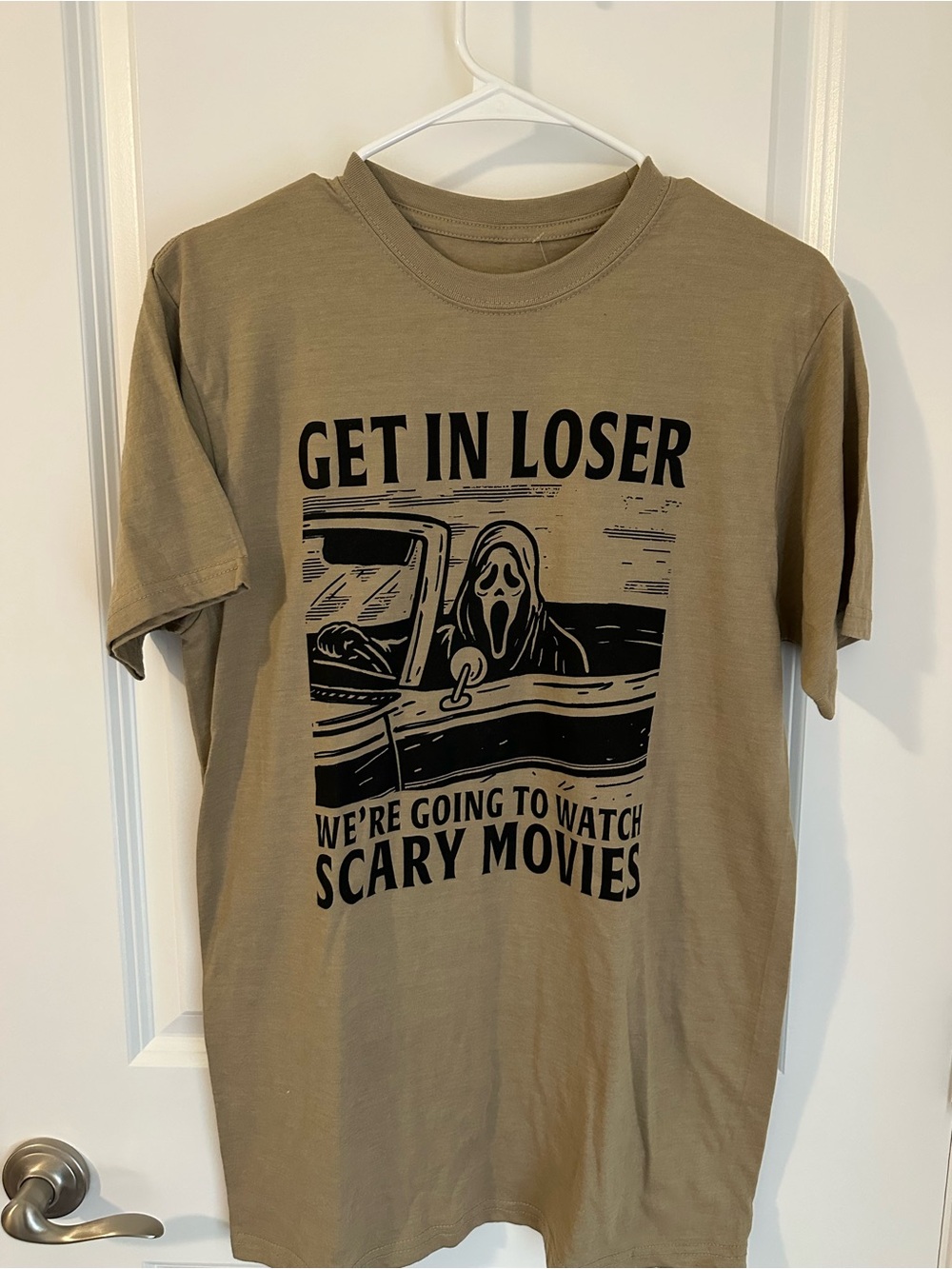 Scream Ghost Face Classic Crew Neck T-Shirt in Khaki